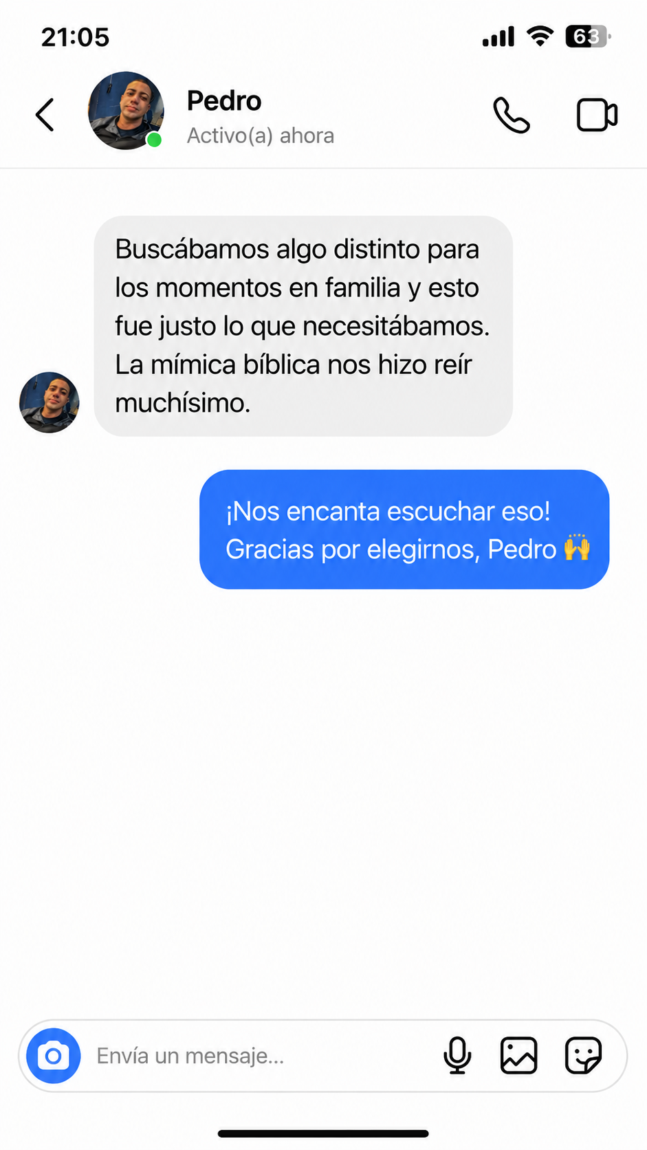 Mensaje de una familia que compró el pack