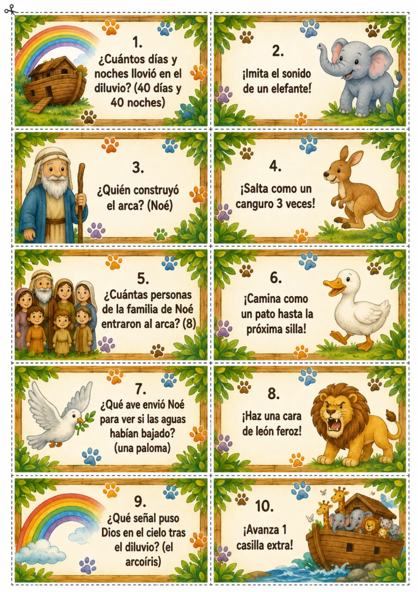 Ficha o carta de uno de los juegos de mesa bíblicos