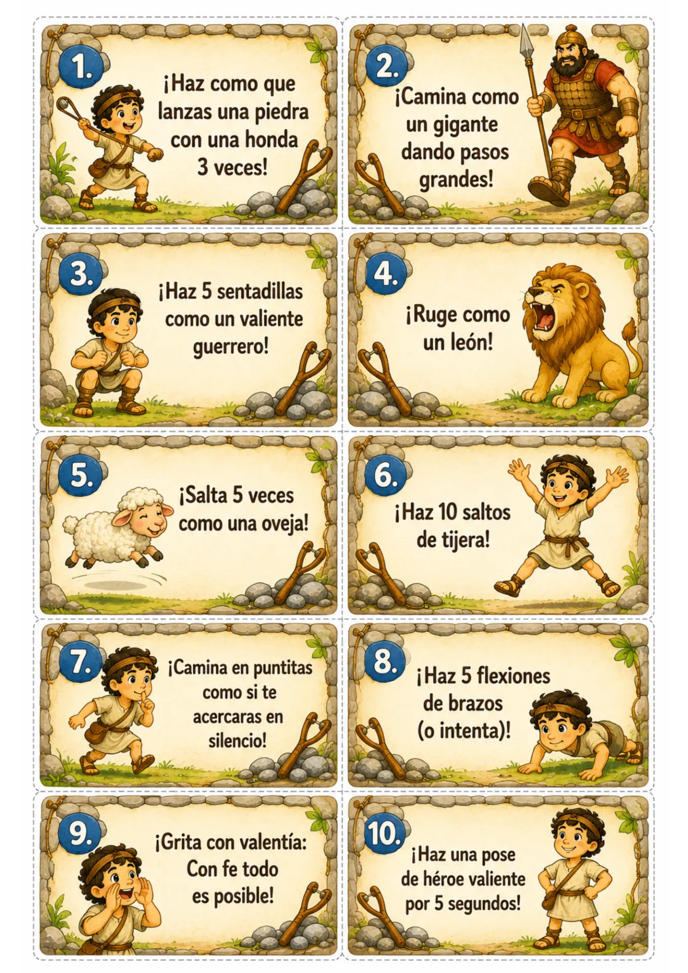 Ficha o carta de uno de los juegos de mesa bíblicos