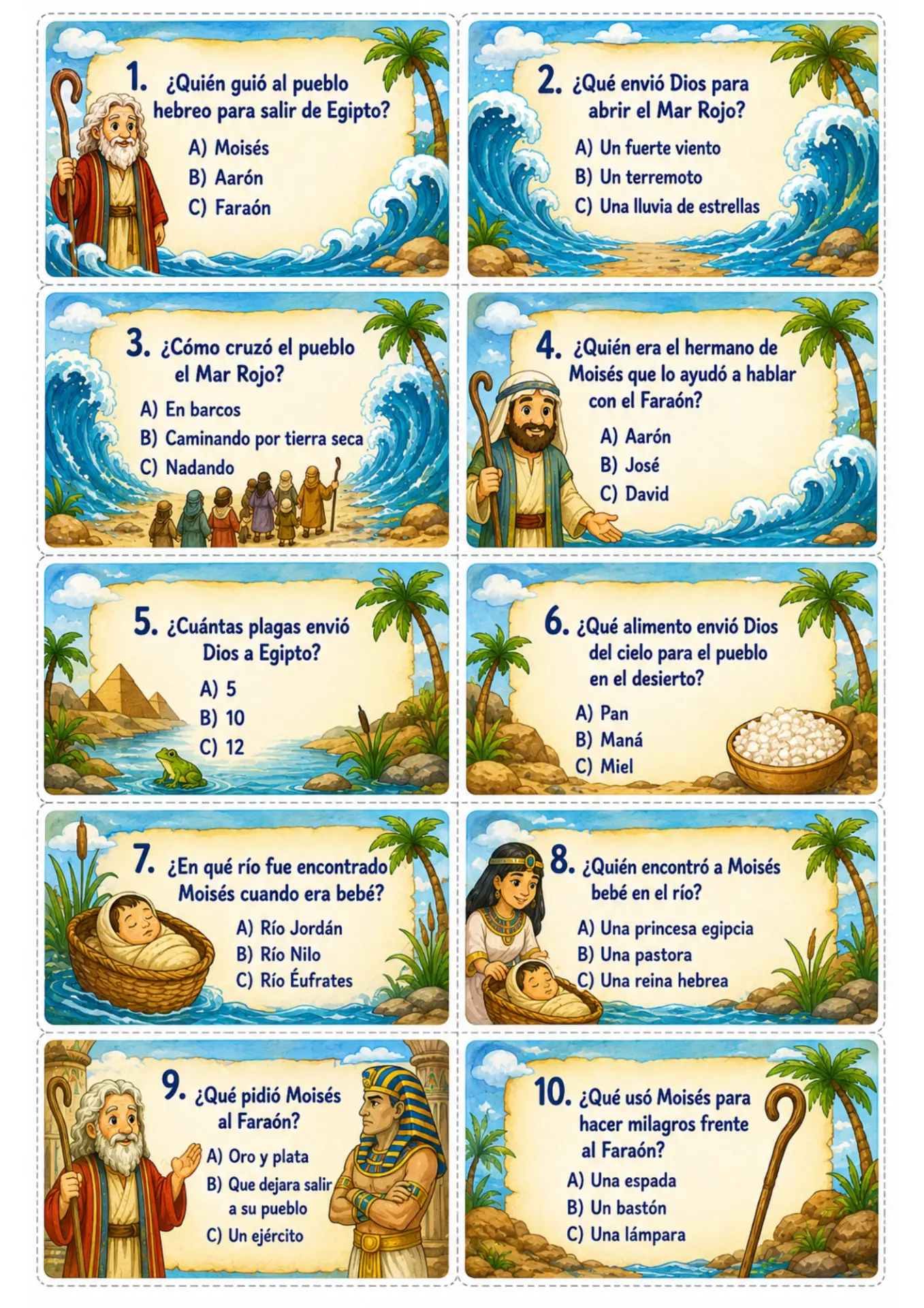 Ficha o carta de uno de los juegos de mesa bíblicos