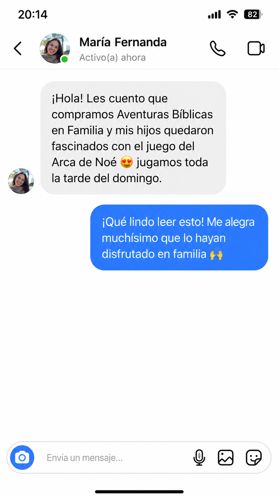 Mensaje de una familia que compró el pack